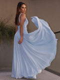A-Line/Princess Ruffles Jersey V-neck Sleeveless Floor-Length Dresses TPP0001510