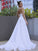 A-Line/Princess V-neck Satin Applique Sleeveless Sweep/Brush Train Wedding Dresses TPP0006405