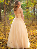 A-Line/Princess Ruched V-neck Sleeveless Floor-Length Dresses TPP0004860