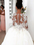 Ball Gown Long Sleeves Scoop Court Train Lace Wedding Dresses TPP0006107