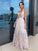A-Line/Princess Applique Tulle V-neck Sleeveless Floor-Length Dresses TPP0001498