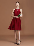 A-Line/Princess halter Sleeveless Knee-Length Chiffon Lace Bridesmaid Dress TPP0005509