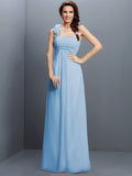 A-Line/Princess Strapless Hand-Made Flower Sleeveless Long Chiffon Bridesmaid Dresses TPP0005737