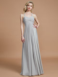 A-Line/Princess Sweetheart Sleeveless Ruched Floor-Length Chiffon Bridesmaid Dresses TPP0005051