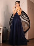 A-Line/Princess Tulle Ruffles V-neck Sleeveless Floor-Length Dresses TPP0004870