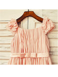 A-line/Princess Straps Sleeveless Layers Tea-Length Chiffon Flower Girl Dresses TPP0007925