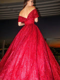 Ball Gown Off-the-Shoulder Sleeveless Satin Ruffles Floor-Length Dresses TPP0001397