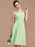 A-Line/Princess Halter Sleeveless Ruched Short/Mini Chiffon Bridesmaid Dresses TPP0005152