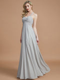 A-Line/Princess Sweetheart Sleeveless Ruched Floor-Length Chiffon Bridesmaid Dresses TPP0005051