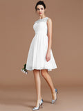 A-Line/Princess Sweetheart Sleeveless Lace Short/Mini Chiffon Bridesmaid Dresses TPP0005413