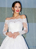 Ball Gown Bateau Long Sleeves Lace Floor-Length Wedding Dresses TPP0006346