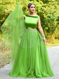A-Line/Princess Tulle Beading Off-the-Shoulder Sleeveless Floor-Length Two Piece Dresses TPP0004834