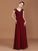 A-Line/Princess Lace Short Sleeves Chiffon Ruched V-neck Floor-Length Bridesmaid Dresses TPP0005649