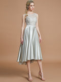 A-Line/Princess Bateau Sleeveless Ruffles Asymmetrical Silk like Satin Bridesmaid Dresses TPP0005019