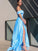 A-Line/Princess Satin Ruffles Off-the-Shoulder Sleeveless Sweep/Brush Train Dresses TPP0001503