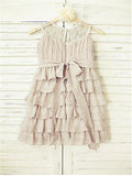 A-line/Princess Scoop Sleeveless Ruffles Tea-Length Chiffon Flower Girl Dresses TPP0007836