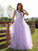 A-Line/Princess Tulle Applique V-neck Sleeveless Floor-Length Dresses TPP0001418