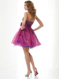 A-Line/Princess Strapless Sleeveless Bowknot Short Organza Homecoming Dresses TPP0008728