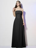 A-Line/Princess Strapless Sleeveless Pleats Long Chiffon Bridesmaid Dresses TPP0005257
