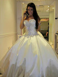 Ball Gown Satin Sweetheart Ruffles Sleeveless Cathedral Train Wedding Dresses TPP0006326