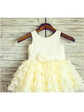 Ball Gown Scoop Sleeveless Layers Tea-Length Lace Flower Girl Dresses TPP0007914