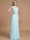 A-Line/Princess Scoop Sleeveless Floor-Length Chiffon Bridesmaid Dresses TPP0005421