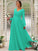 A-Line/Princess Chiffon Ruched V-neck Long Sleeves Floor-Length Bridesmaid Dresses TPP0004950