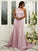 Sheath/Column Satin Lace One-Shoulder Sleeveless Sweep/Brush Train Bridesmaid Dresses TPP0004972