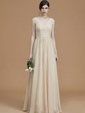 A-Line/Princess V-neck Sleeveless Floor-Length Ruffles Chiffon Bridesmaid Dresses TPP0005747