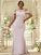 Sheath/Column Stretch Crepe Lace Scoop Sleeveless Sweep/Brush Train Bridesmaid Dresses TPP0004994