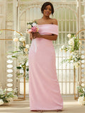 Sheath/Column Stretch Crepe Ruched One-Shoulder Sleeveless Floor-Length Bridesmaid Dresses TPP0004996