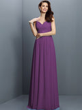 A-Line/Princess V-neck Lace Sleeveless Long Chiffon Bridesmaid Dresses TPP0005562