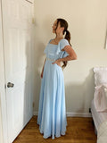 A-Line/Princess Off-the-Shoulder Beading Chiffon Floor-Length Sleeveless Dresses TPP0001472