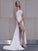 Sheath/Column Satin Ruched One-Shoulder Sleeveless Sweep/Brush Train Wedding Dresses TPP0006584