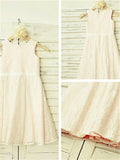 A-line/Princess Jewel Sleeveless Tea-Length Lace Flower Girl Dresses TPP0007910