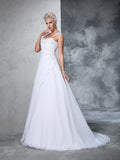 Ball Gown Straps Applique Sleeveless Long Chiffon Wedding Dresses TPP0006560