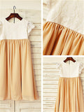 A-line/Princess Scoop Short Sleeves Tea-Length Chiffon Flower Girl Dresses TPP0007838