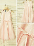A-line/Princess Scoop Sleeveless Sash/Ribbon/Belt Tea-Length Lace Flower Girl Dresses TPP0007847