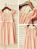 A-line/Princess Straps Sleeveless Layers Tea-Length Chiffon Flower Girl Dresses TPP0007925