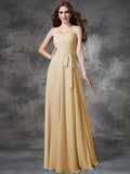 A-line/Princess Strapless Ruched Sleeveless Long Chiffon Bridesmaid Dresses TPP0005797
