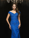Trumpet/Mermaid V-neck Lace Sleeveless Long Lace Mother of the Bride Dresses TPP0002010