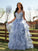 A-Line/Princess Tulle Applique V-neck Sleeveless Floor-Length Dresses TPP0001540
