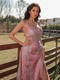 A-Line/Princess Lace Ruffles V-neck Sleeveless Floor-Length Dresses TPP0001570