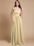 A-Line/Princess Halter Sleeveless Long Ruffles Chiffon Bridesmaid Dresses TPP0005483