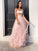A-Line/Princess Tulle Hand-Made Flower Straps Floor-Length Sleeveless Dresses TPP0001467