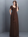 A-Line/Princess Sweetheart Pleats 1/2 Sleeves Long Chiffon Bridesmaid Dresses TPP0005322