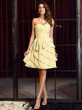 A-Line/Princess Sweetheart Ruched Sleeveless Short Chiffon Bridesmaid Dresses TPP0005375