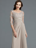 A-Line/Princess 1/2 Sleeves Scoop Applique Chiffon Floor-Length Mother of the Bride Dresses TPP0007072