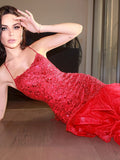 Trumpet/Mermaid Sequin Halter Organza Sleeveless Floor-Length Dresses TPP0001566