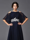 A-Line/Princess Straps Applique 1/2 Sleeves Long Chiffon Mother of the Bride Dresses TPP0007125